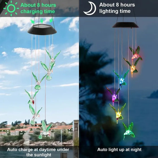 Solar Hummingbird Wind Chime String Lights